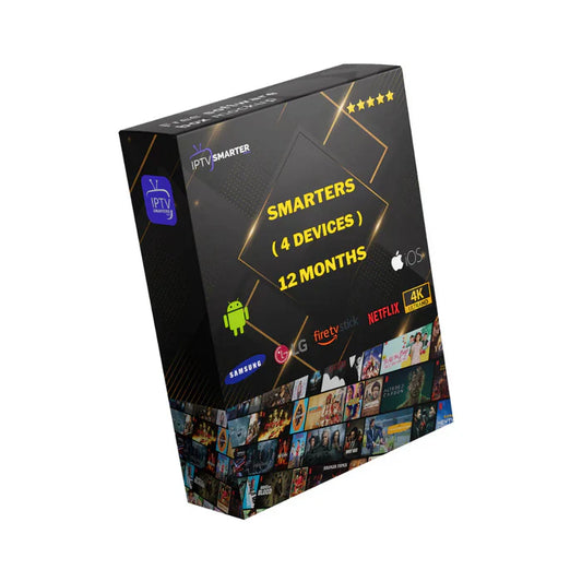 Subscription 12 Months IPTV SMARTERS PRO ( 4 DEVICES )