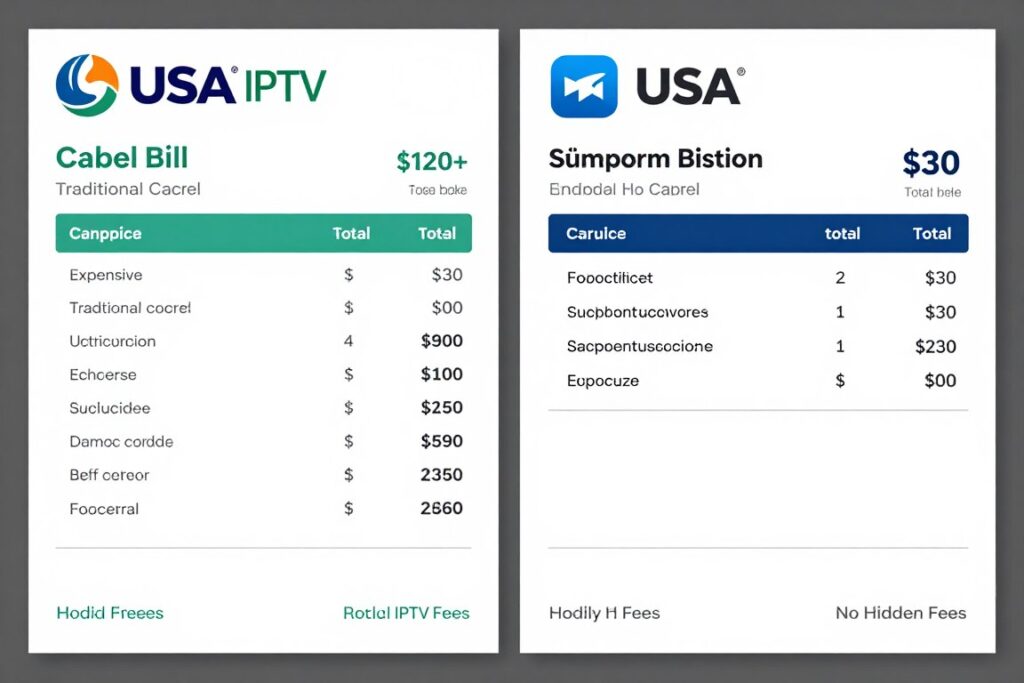 Cost comparison showing IPTV savings versus traditional cable TV bills