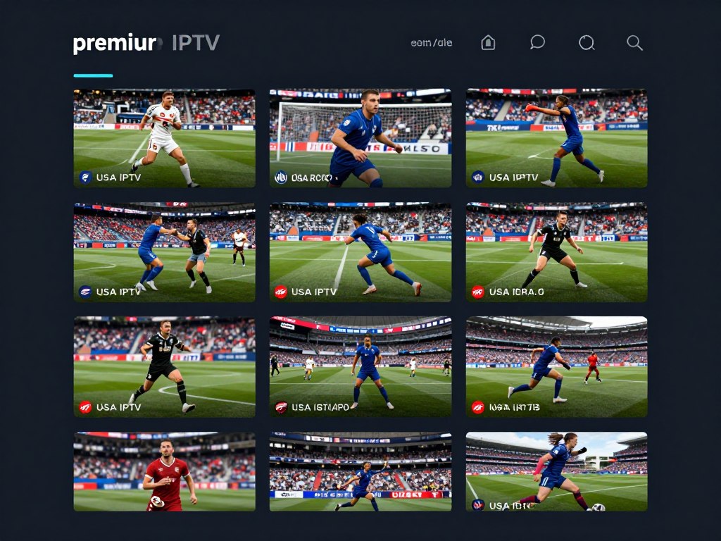 Premium IPTV provider interface showing extensive channel lineup and sports coverage, iptv providers