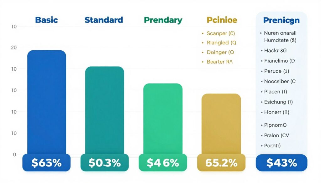 Pricing comparison chart showing different IPTV subscription tiers and packages