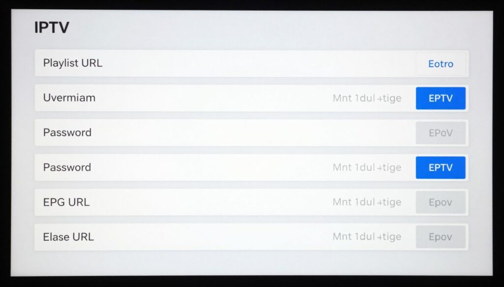 iptv configuration screen showing playlist url entry iptv configuration screen showing playlist url entry