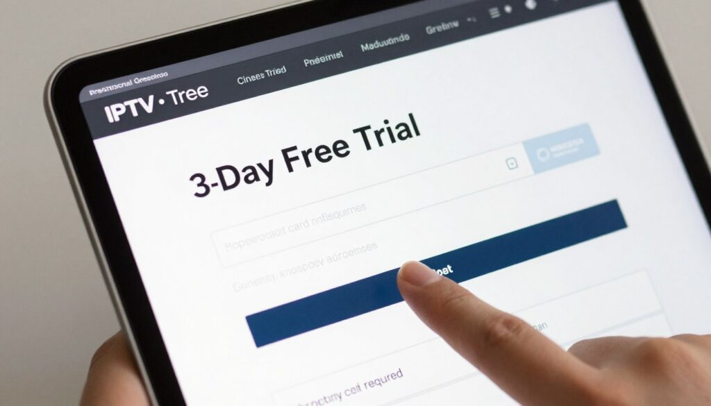 iptv free trial signup page on tablet device screen iptv free trial signup page on tablet device screen
