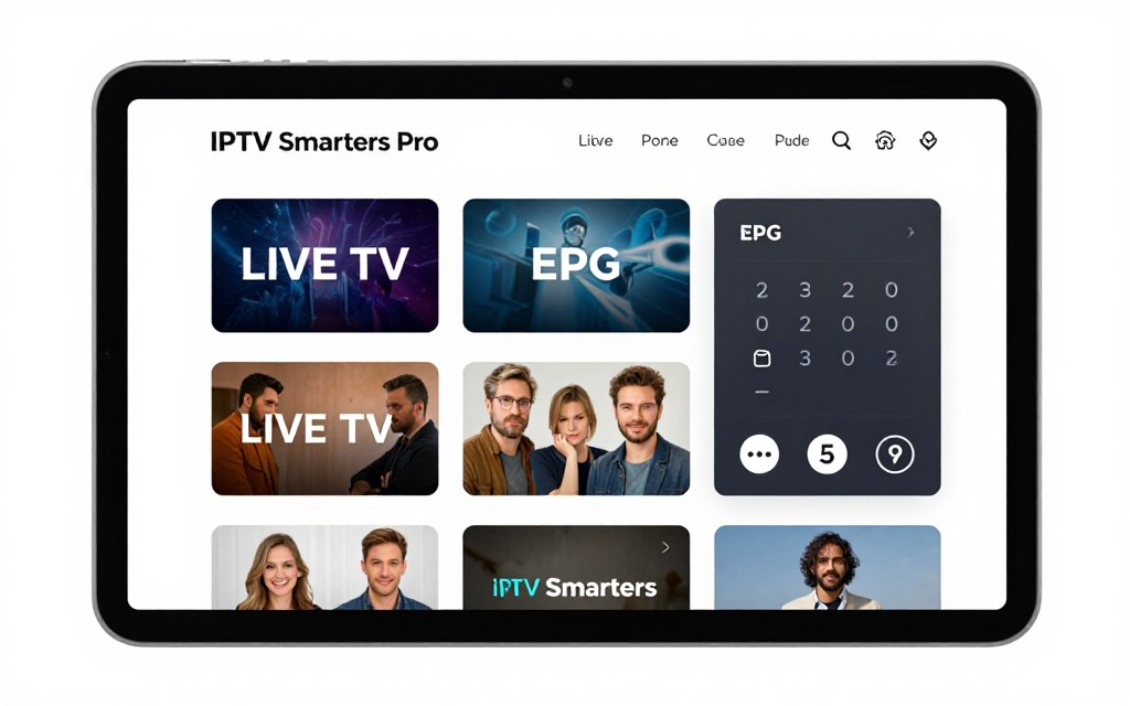 iptv smarters pro interface showing main menu and features iptv smarters pro interface showing main menu and features