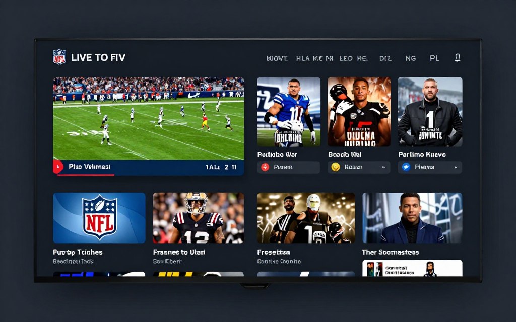 split screen showing live sports event and movie library interface split screen showing live sports event and movie library interface