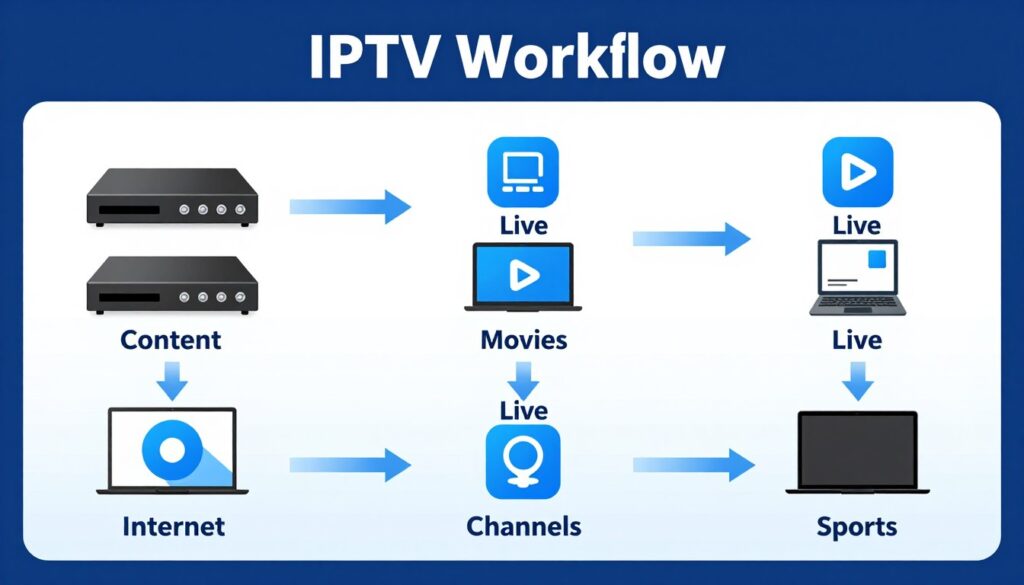 technical diagram showing how iptv service works with servers and streaming technical diagram showing how iptv service works with servers and streaming