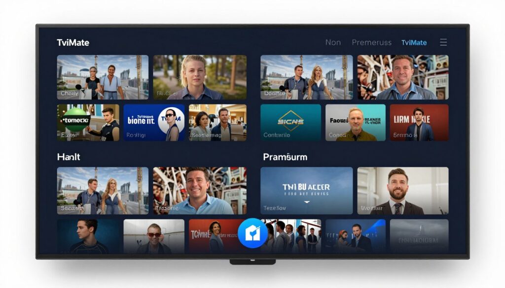 tivimate player premium interface with multiple screens layout, tivimatepremium