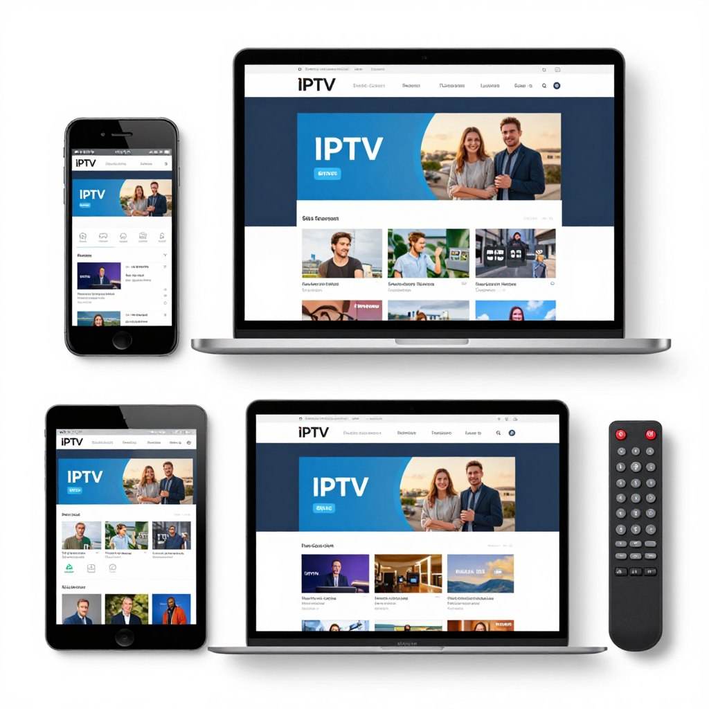 various devices showing iptv player interface - phone tablet tv computer various devices showing iptv player interface - phone tablet tv computer